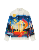 Midnight Acropolis Long Sleeve Silk Shirt