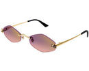 Cartier - Lunettes solaires Cartier Panthère Losange Monture Or Verres Violet