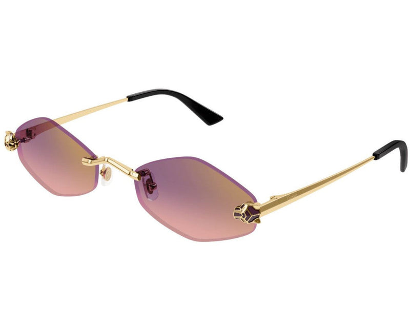 Cartier - Lunettes solaires Cartier Panthère Losange Monture Or Verres Violet