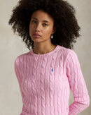 Ralph Lauren - Pull torsadé à col rond en coton Carmel Pink