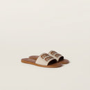 Miu Miu - Mules en toile et cuir Beige / Brandy