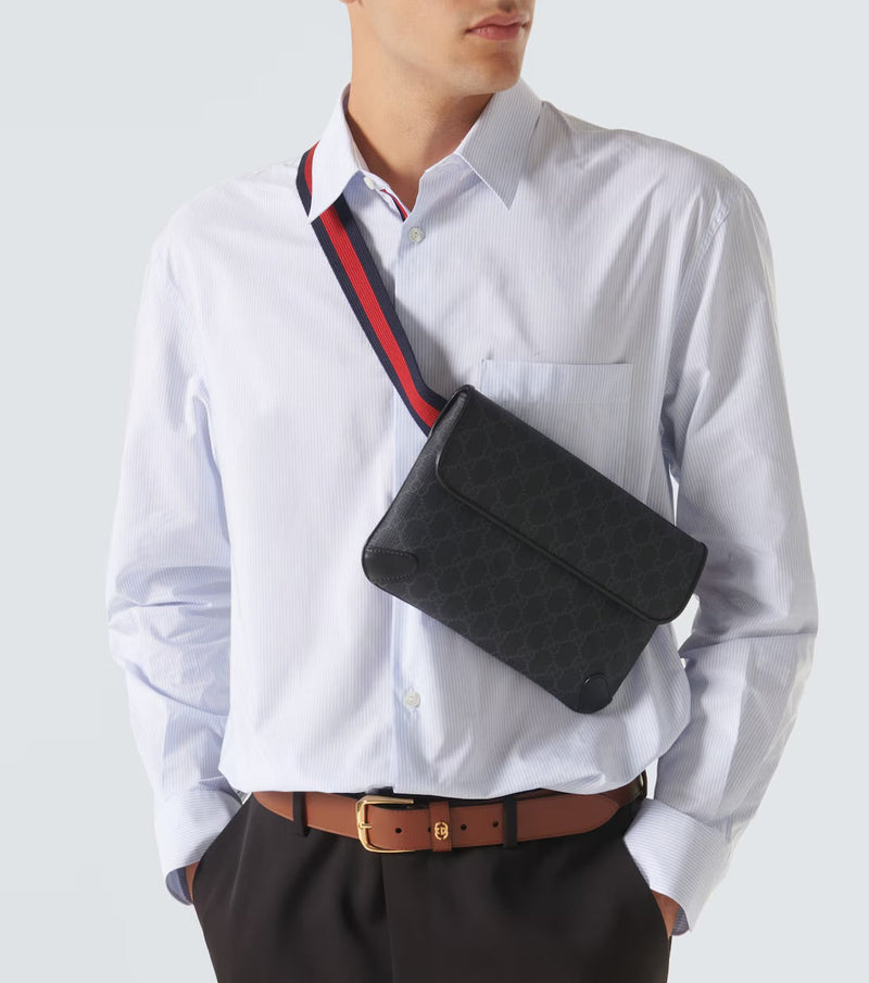 Gucci - Sac ceinture Web Stripe en toile GG Noir