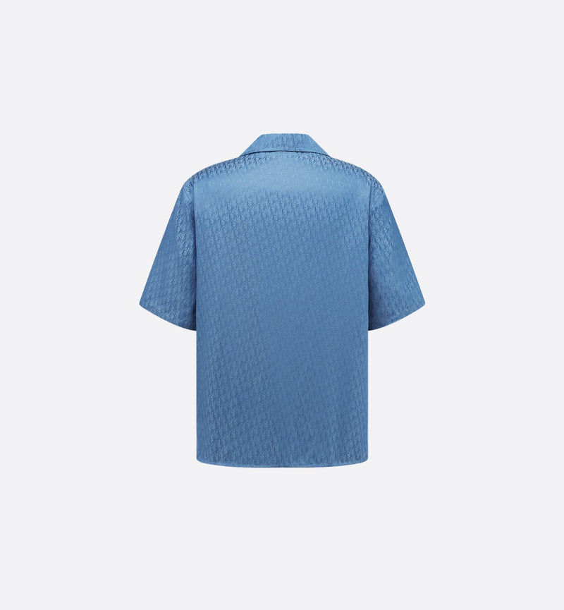 Dior - Chemise à manches courtes Dior Oblique Jacquard de soie et coton Bleu