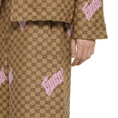 GUCCI - Short en toile en mélange de lin avec broderie