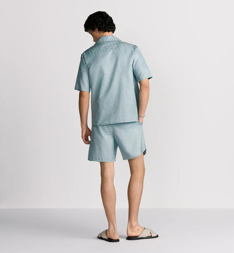 Dior - Short Dior Oblique Jacquard de soie et coton Bleu