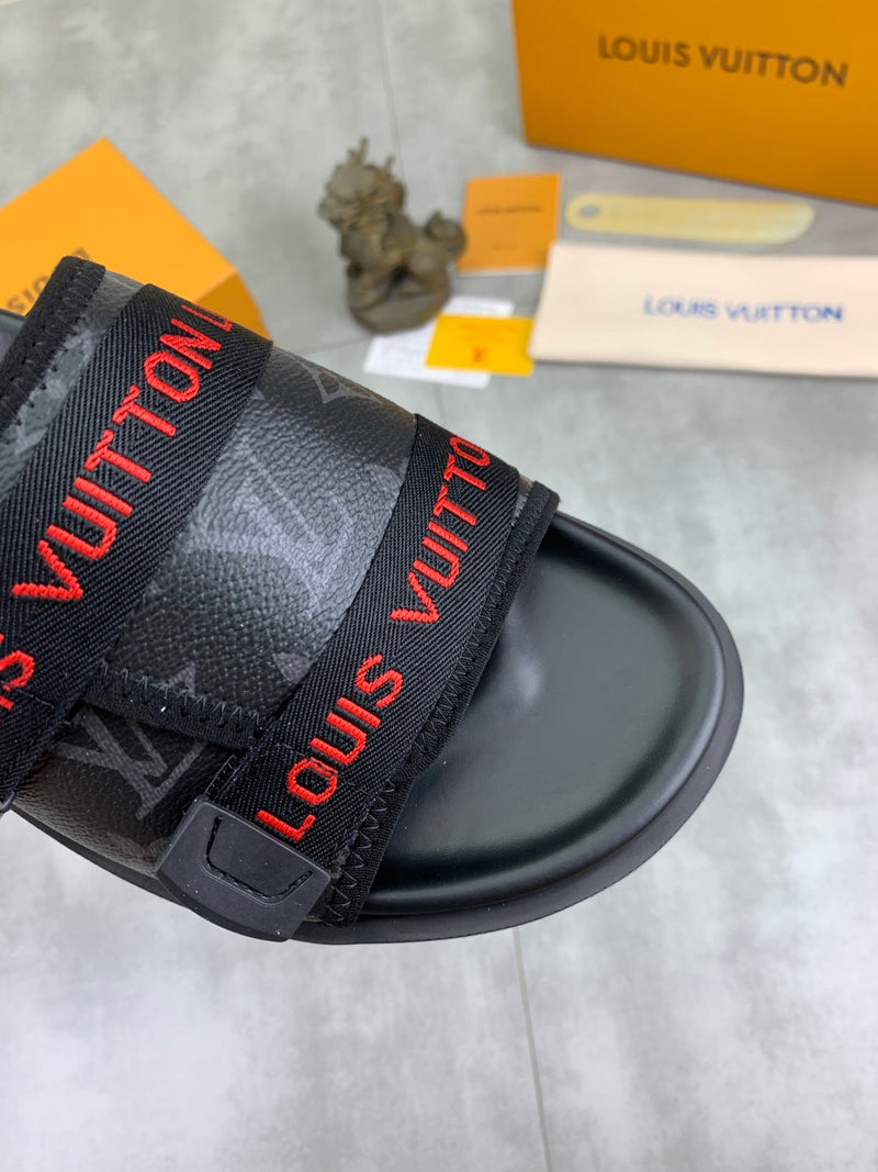 Louis Vuitton - Sandale LV avec bande en toile Noir