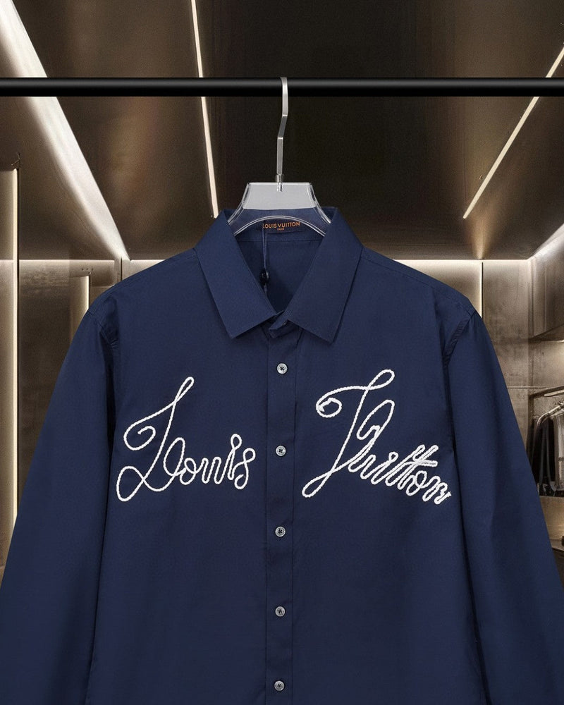 Louis Vuitton - Chemise manches longues Brodé LV Bleu