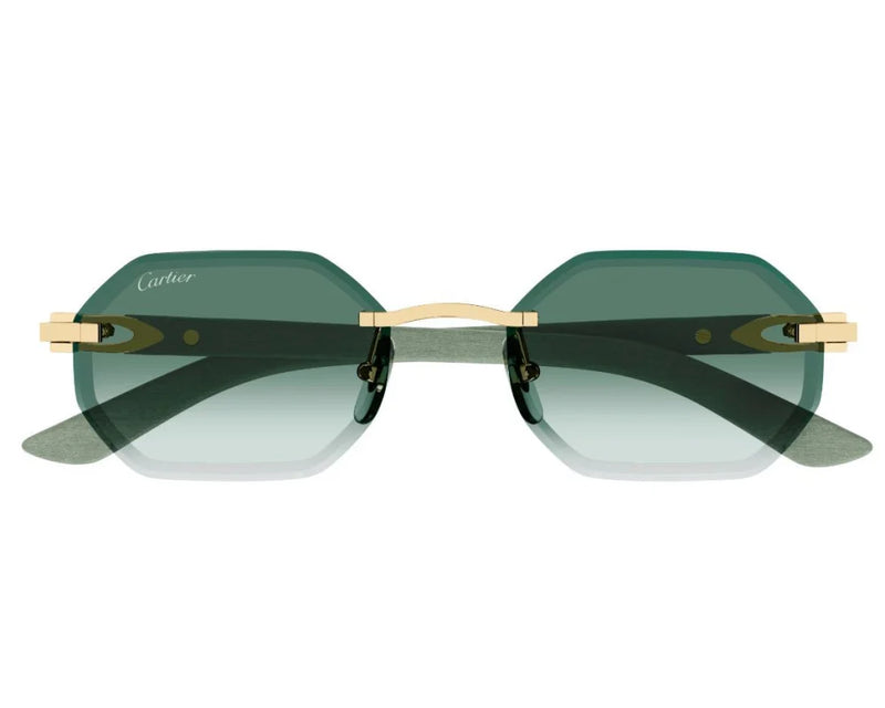 Cartier - Lunettes de Soleil Cartier Corne et Bois Décor Verres Vert
