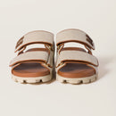 Miu Miu - Mules en toile Beige / Brandy