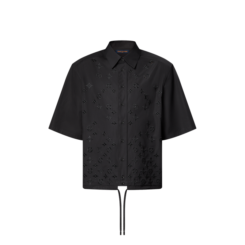 Louis Vuitton - Chemise à manches courtes brodée de fleurs monogrammes Noir
