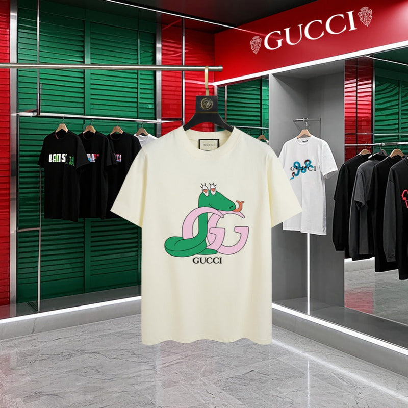 Gucci - T-shirt avec un design reptilien et logo Gucci - Crème