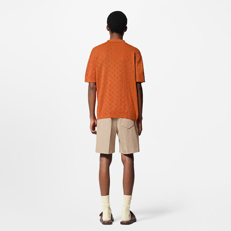 Louis Vuitton - Chemise manches courtes Monogram en pointelle de coton Orange