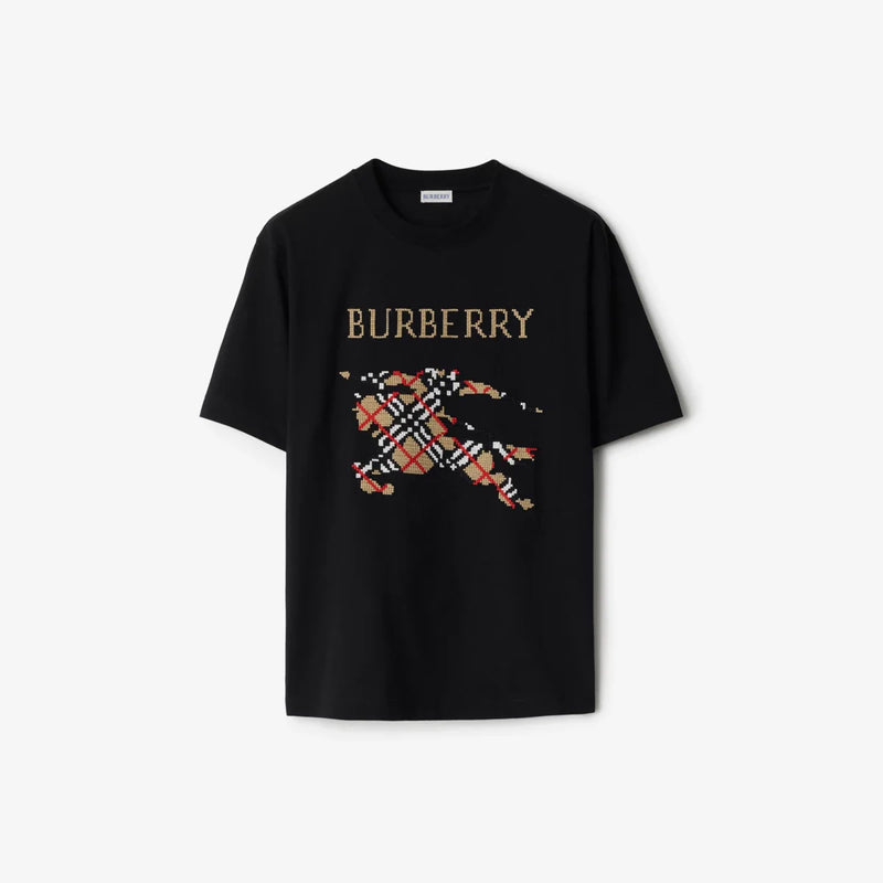 Burberry - T-shirt en coton EKD à broderie croisée Noir