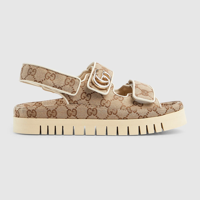 Gucci - Sandales avec Double G Beige Marron Foncée
