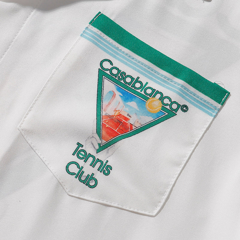 Casablanca Paris - Ensemble CHEMISE + SHORT Tennis Club Blanc/Vert/Bleu