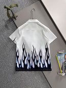 Prada - Chemise en soie Prada Flammes Stylisées Blanc