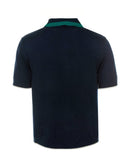 Casablanca - Polo rayé avec fermeture éclair Bleu Marine