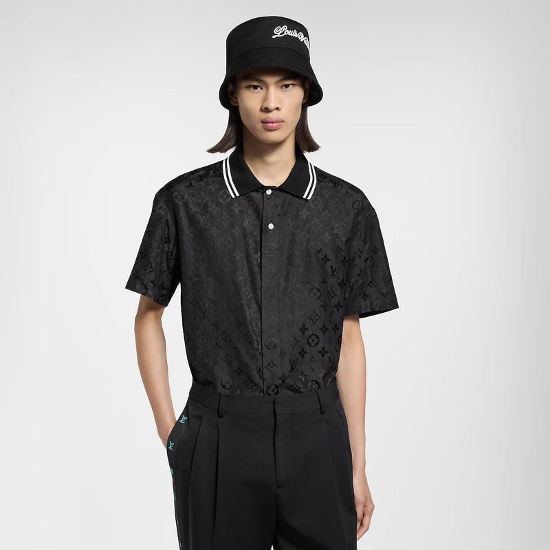 Louis Vuitton - Chemise manches courtes en jacquard Monogram Moiré Noir