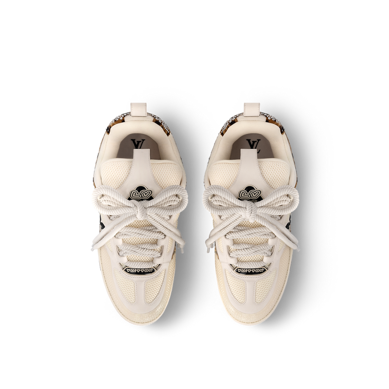 Sneaker LV skate Blanc Cassé Léopard Strass