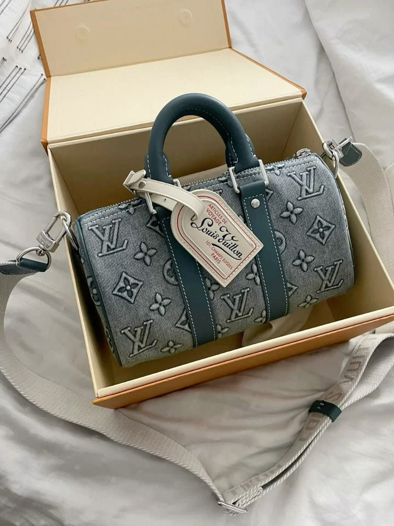 Louis Vuitton - Sac Speedy Bandoulière 20 Denim Gris
