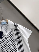 Prada - Chemise en soie Prada à Motif Bicolore Blanc