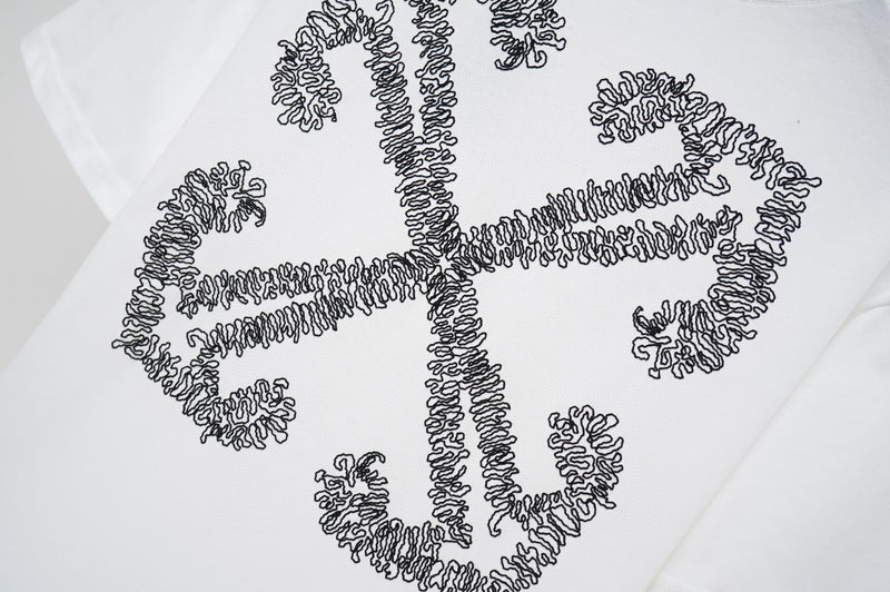 OFF-WHITE - T-shirt noir chic logo Off-White brodé, motif graphique Noir/Blanc