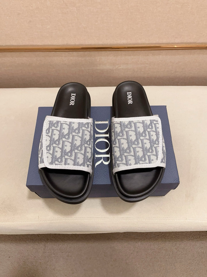 Dior - Sandale en Toile monogramme Dior Bleu Clair/Blanc