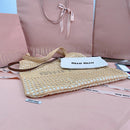Miumiu - IVY raffia-effect and linen bag