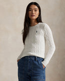 Ralph Lauren - Pull torsadé à col rond en coton White