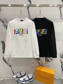 Fendi - Pull en coton monogramme multicolore FF Blanc/Noir