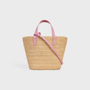 Céline - Classic Panier petit modèle Souple Raphia et veau Pink