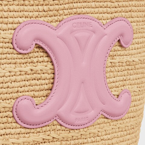 Céline - Classic Panier petit modèle Souple Raphia et veau Pink