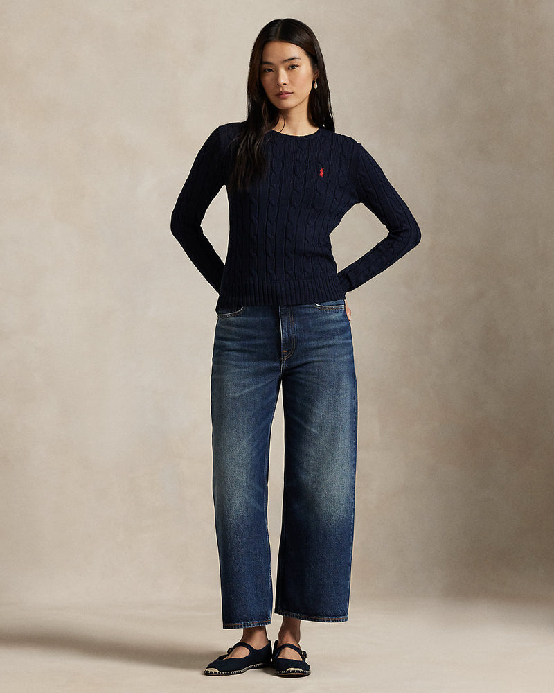 Ralph Lauren - Pull torsadé à col rond en coton Hunter Navy