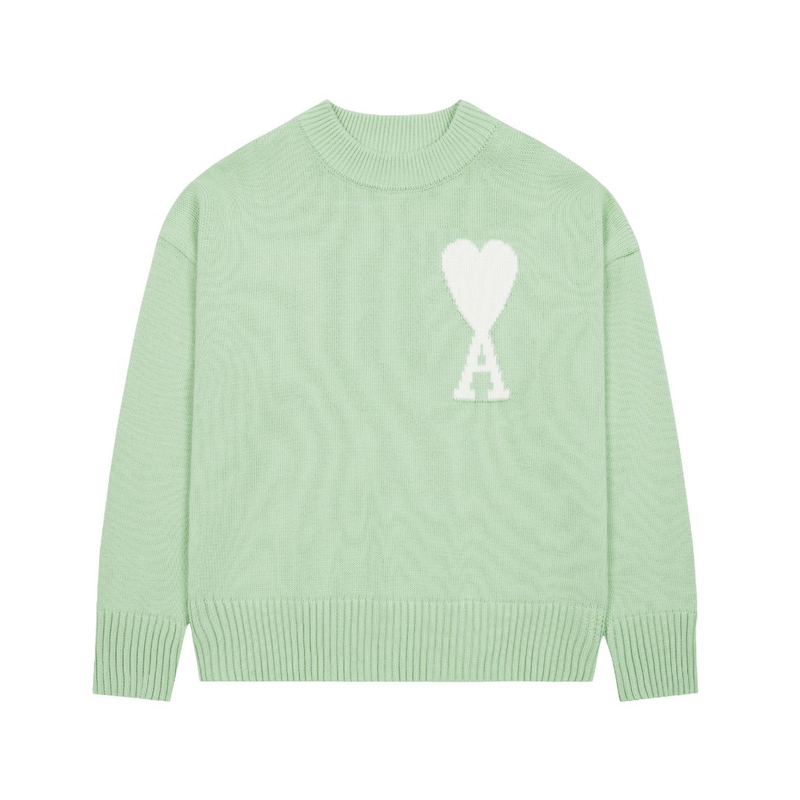 Ami Paris - Pull Ami Paris Vert Cœur Blanc