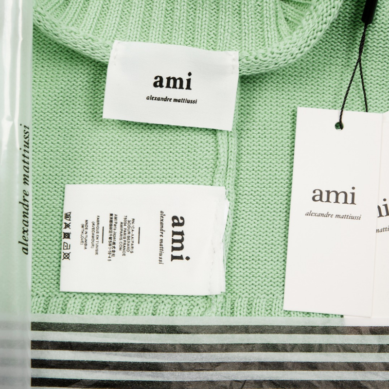 Ami Paris - Pull Ami Paris Vert Cœur Blanc