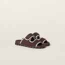 Miu Miu - Mules en crochet Marron Cacao Ivoire