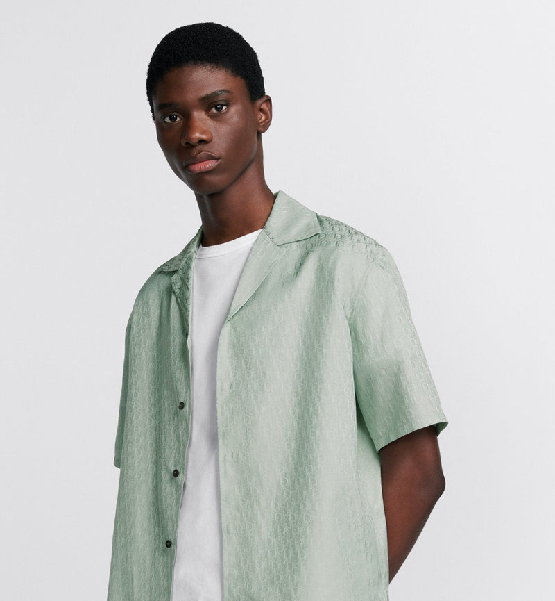 Dior - Chemise à manches courtes Dior Oblique Jacquard de soie et coton Vert