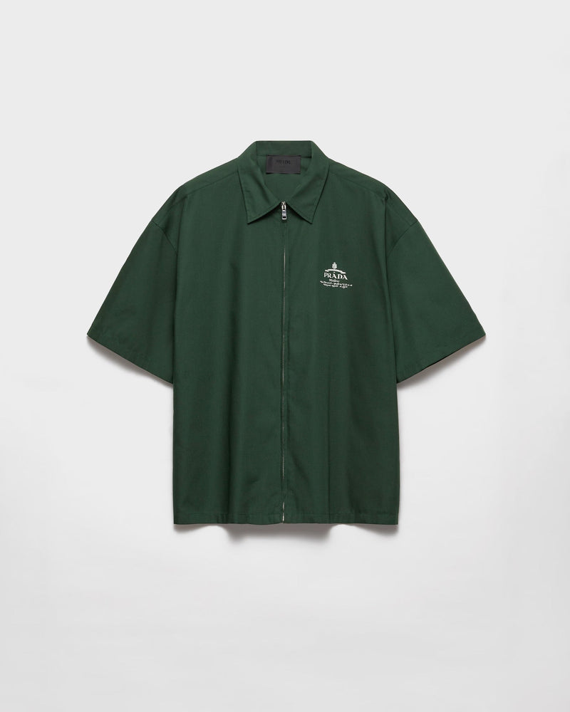 Prada - Chemise à manches courtes en coton technique Vert Billard