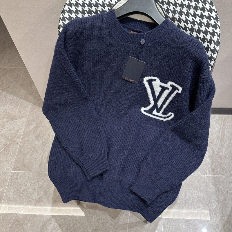 Louis Vuitton - Pull en laine logo LV Bleu Marine