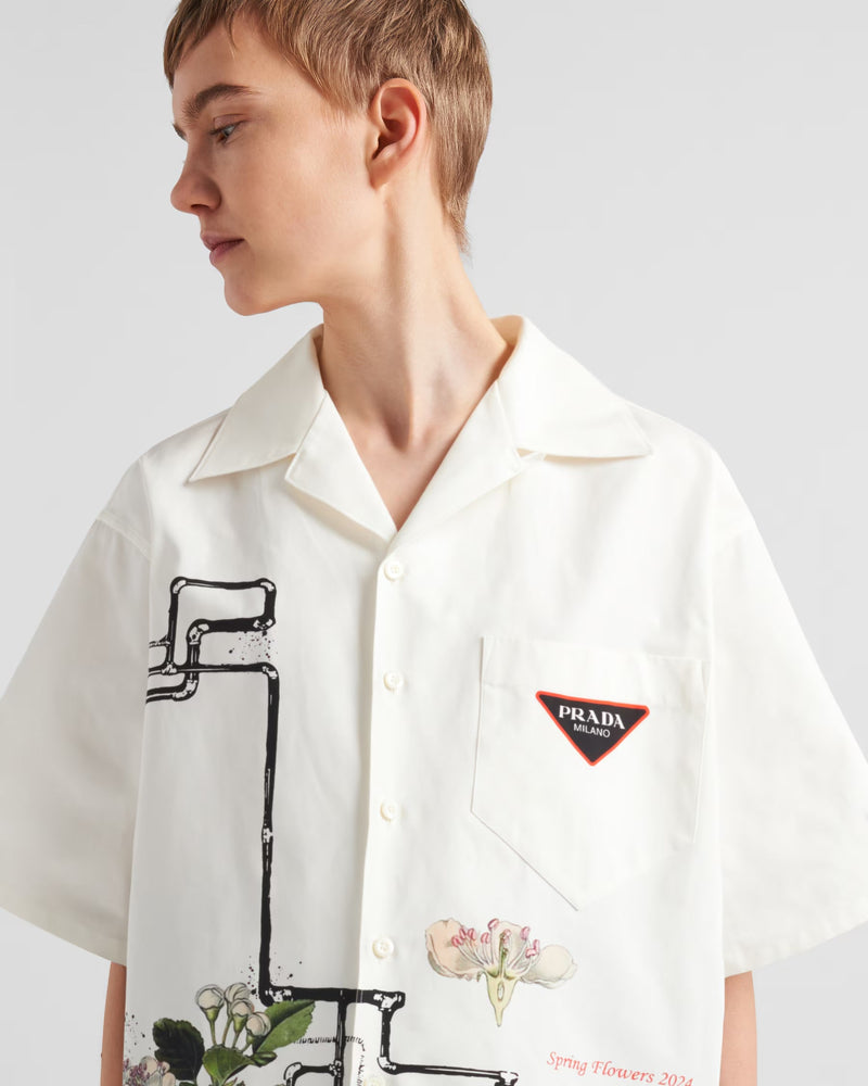 Prada - Chemise Timecapsule en coton imprimé Noir