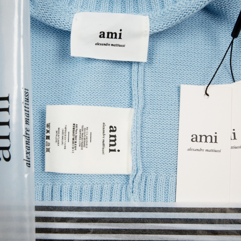 Ami Paris - Pull Ami Paris Bleu Cœur Blanc