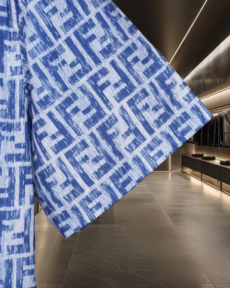 Fendi - Chemise à Manches Courtes avec Motif Monogramme Bleu