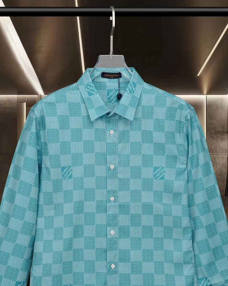 Louis Vuitton - Chemise manches longues motif damier LV Turquoise