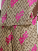 GUCCI - Short de bowling en twill de soie imprimé Rose