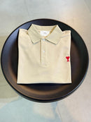 Ami Paris - Polo avec logo brodé Bleu Marine/Bleu Clair/Noir/Beige/Blanc/Vert/Bleu Océan