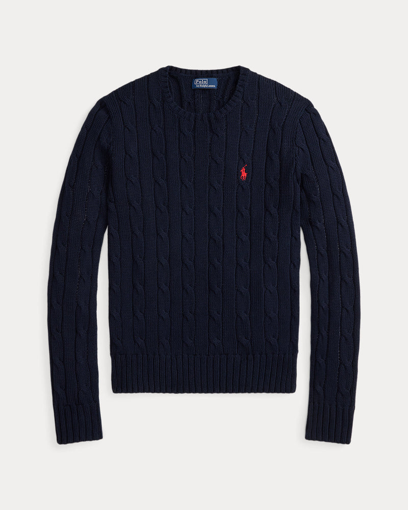 Ralph Lauren - Pull torsadé à col rond en coton Hunter Navy