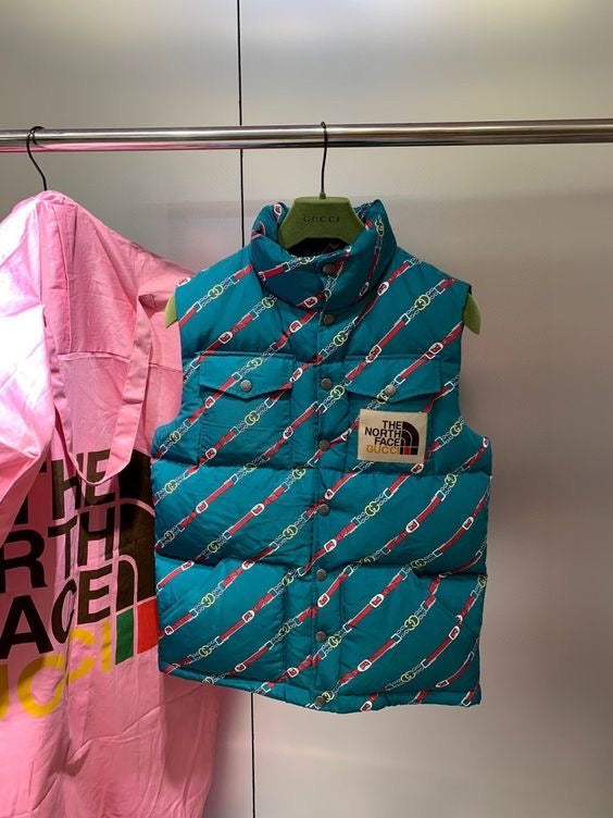 Gucci x TheNorthFace - Doudoune sans manche avec logo  Bleu