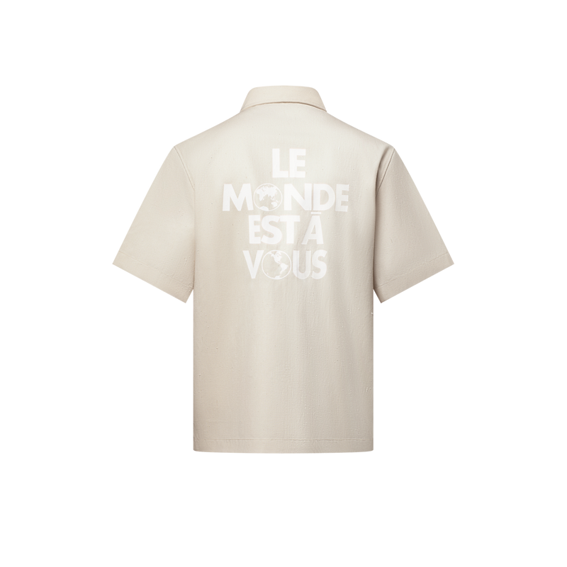 Louis Vuitton - Chemise manches courtes en soie mélangé Écru