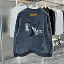 Louis Vuitton - Pull en laine avec logo brodé LV Gris Bleu