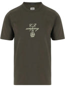 C.P Company - T-shirt à logo brodé Kaki